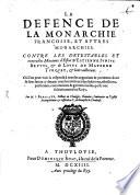 La Defense de la monarchie francoise