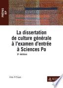 La dissertation de culture générale à l'examen d'entrée à Sciences Po