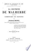La doctrine de Malherbe d'après son commentaire sur Desportes