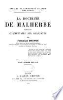 La doctrine de Malherbe d'après son commentaire sur Desportes