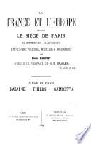 La France et l'Europe pendant le siège de Paris (18 septembre 1870 - 28 janvier 1871)