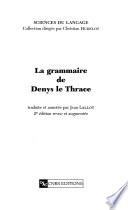 La grammaire de Denys le Thrace