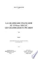 La grammaire française au XVIème siècle