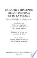 La langue française de la technique et de la science
