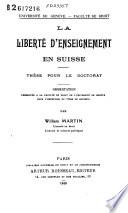 La liberté d'enseignement en Suisse