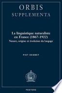 La linguistique naturaliste en France (1867-1922)