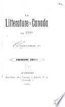 La littérature au Canada en 1890