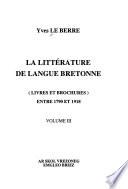 La littérature de langue bretonne