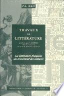 La litterature francaise au croisement des cultures