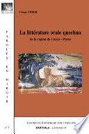 La littérature orale quechua de la région de Cuzco, Pérou