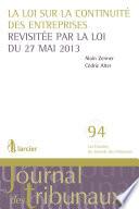 La loi sur la continuité des entreprises revisitée par la loi du 27 mai 2013