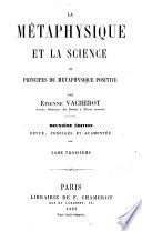 La Métaphysique et la science ou principes de métaphysique