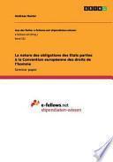 La nature des obligations des Etats parties à la Convention européenne des droits de l'homme