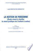 La notion de personne