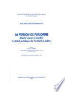 La notion de personne