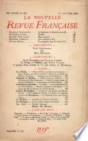 La Nouvelle Revue Française N° 292 (Janvier 1938)