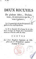 La Paix de Clement 9. ou demonstration des deux faussete's capitales avancees dans l'histoire des 5 propositions contre la foi des disciples de s. Augustin & la sincerite des quatre eveques avec l'histoire de leur accomodement, & pluisieurs pieces justificatives & historiques