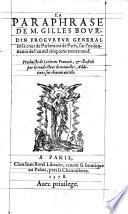 La paraphrase de M. Gilles Bourdin procureur general en la Cour de Parlement de Paris, sur l'ordonnance de l'an mil cinq cens trente neuf
