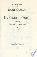 La Paroisse de Saint-Nicolas : la famille Pâquet et les familles Alliées