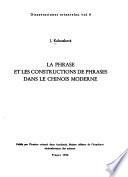 La phrase et les constructions de phrases dans le chinois moderne