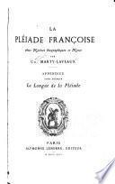 La Pléiade franc̜oise: Langue de la Pléiade