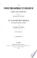 La poésie philosophique et religieuse chez les Persans