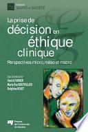 La prise de décision en éthique clinique