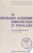 La république algérienne démocratique et populaire
