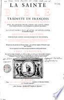 La Sainte Bible, traduite en françois