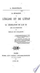 La séparation de l'église et de l'état sous la législation de l'an III.