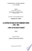 La stratégie politique du parti communiste indien, 1936-1964