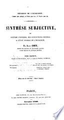 La synthèse subjective d'Auguste Comte