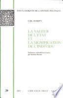 La valeur de l'Etat et la signification de l'individu