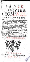La vie d'Olivier Cromwell [tr. by J. Le Pelletier] 2 tom. [in 4].