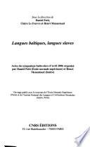 Langues baltiques, langues slaves