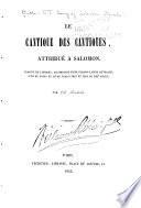 Le Cantique des cantiques, attribué à Salomon