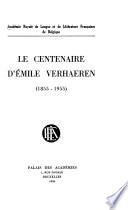Le centenaire de Emile Verhaeren (1855-1955)
