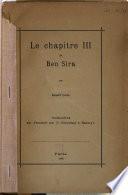 Le chapitre III de Ben Sira