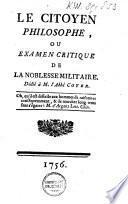 Le Citoyen philosophe, ou Examen critique de la Noblesse militaire