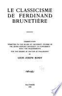 Le classicisme de Ferdinand Brunetière