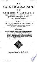 Le contr' assassin, ou response a l'apologie des Jesuites faite