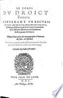 Le Corps du Droit françois