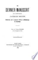 Le dernier manuscrit de l'historien Jacques Meyer
