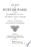 Le dit des rues de Paris. 1300. Avec preface, notes et glossaire par Edgar Mareuse, suivi d'un plan de Paris sous Philippe-le-Bel