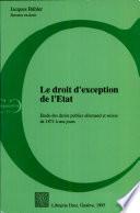 Le droit d'exception de l'Etat