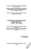 Le droit et les institutions en révolution XVIIIe-XIXe siècles