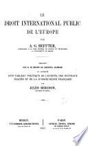 Le droit international public de l'Europe