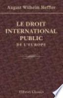 Le Droit International Public de L'Europe