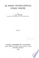 Le droit international public positif