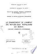 Le financement de l'habitat en République populaire du Bénin